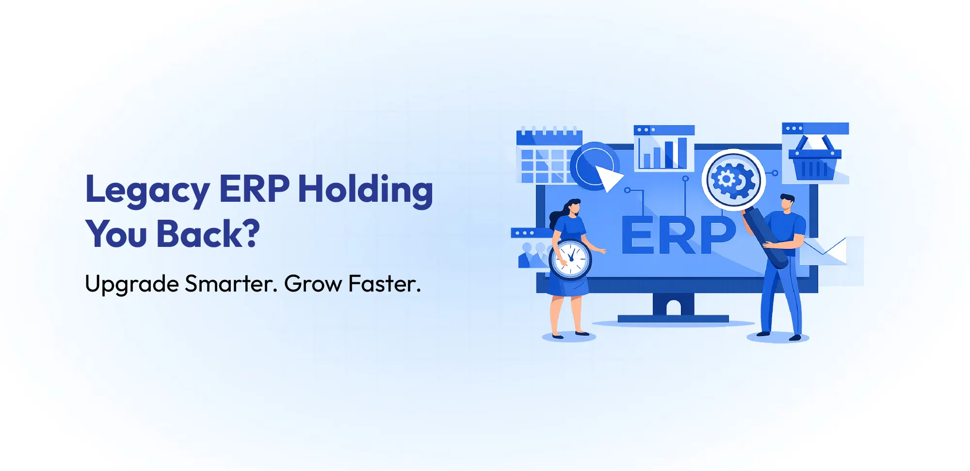 Modern ERP dashboard illustrating the transition from legacy ERP systems to a scalable, integrated ERP platform for business growth.
