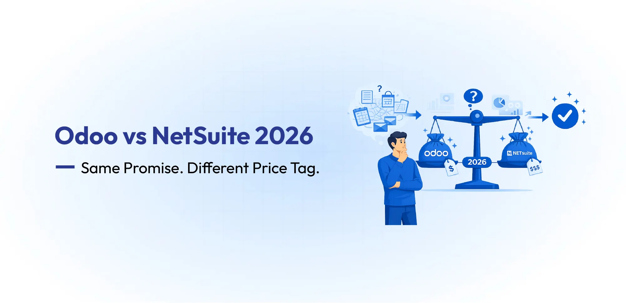Odoo vs NetSuite 2026 comparison showing ERP pricing, features, and cost differences for US wholesale distributors