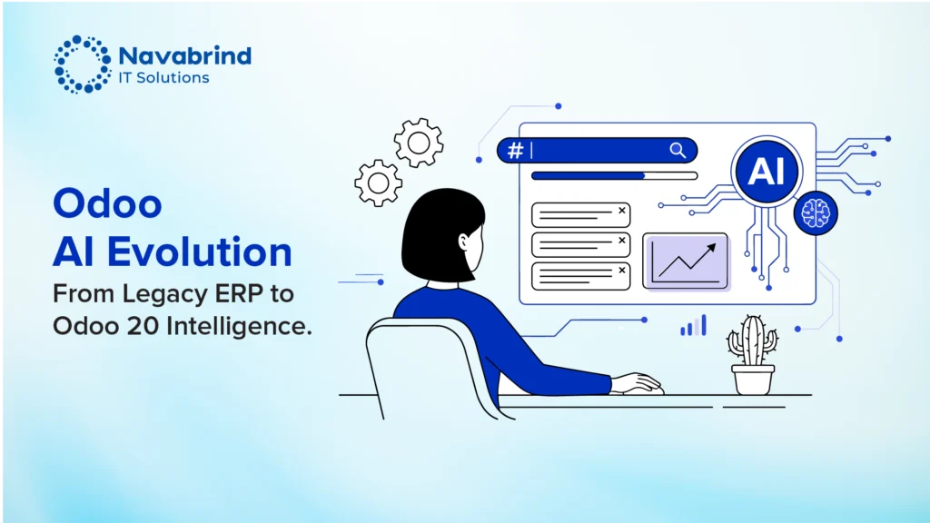 Odoo AI evolution from legacy ERP to Odoo 20 intelligence banner by Navabrind IT Solutions